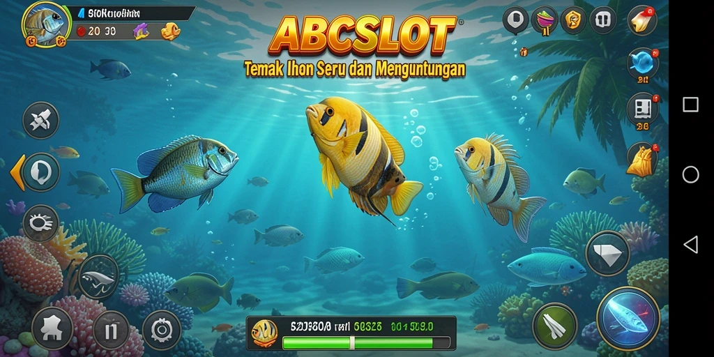 Screenshot gameplay ABCSLOT menampilkan aksi menembak ikan yang seru.