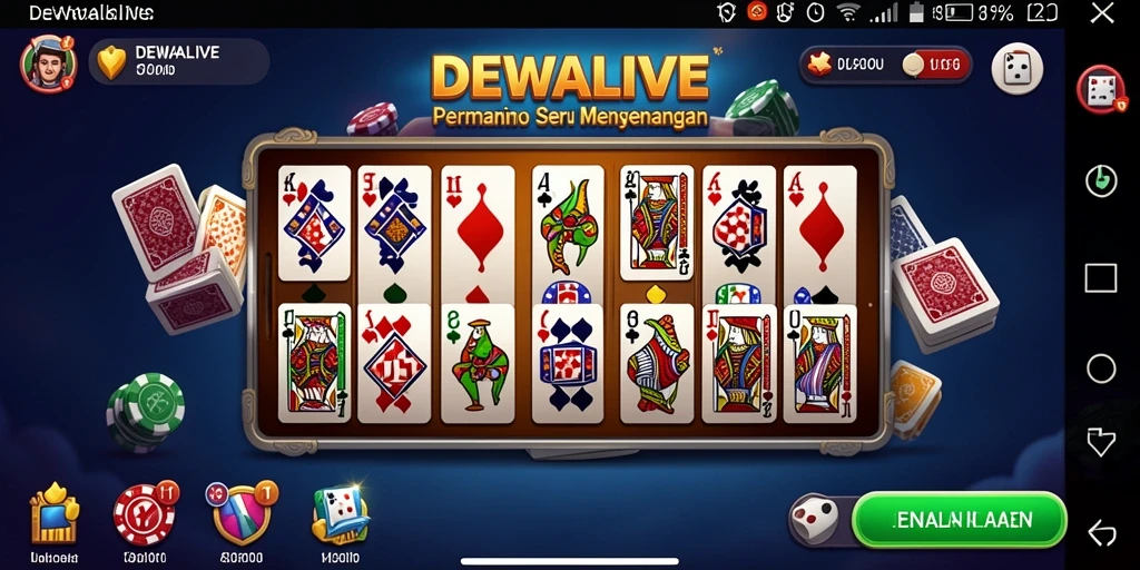 Tampilan seru dalam permainan domino DEWALIVE dengan grafis yang memukau.