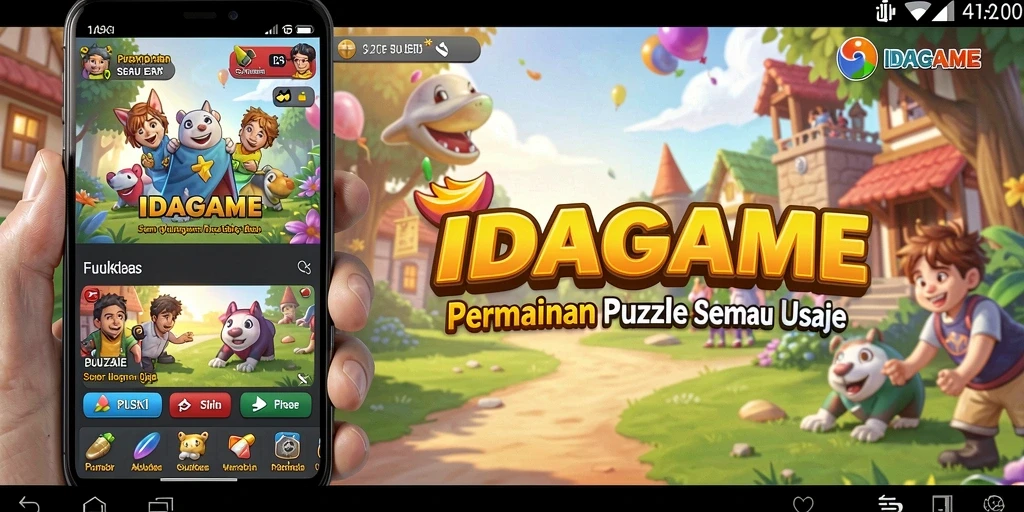 Tampilan gameplay menarik IDAGAME yang menantang logika dan kreativitas.