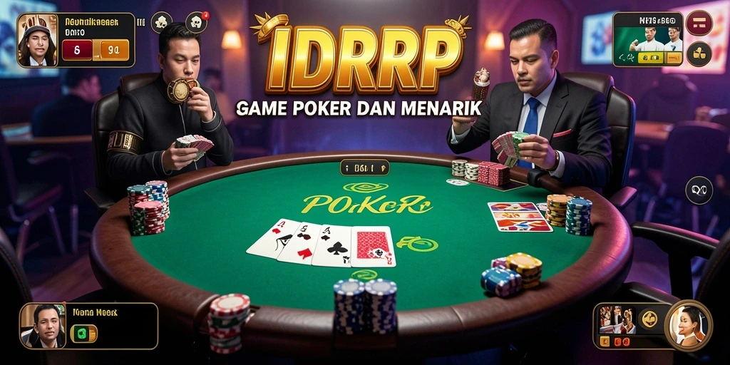 Tampilan gameplay Poker seru di IDRRP dengan antarmuka yang menawan.
