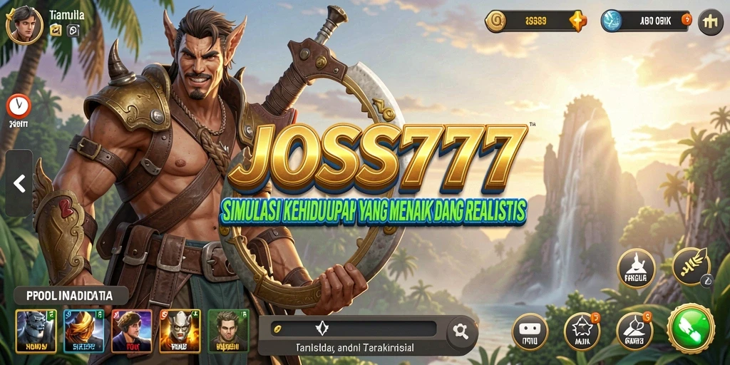 Screenshot gameplay JOSS777 menampilkan karakter dalam aktivitas sehari-hari.