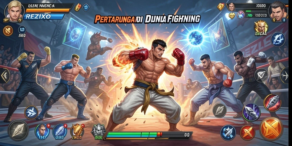 Screenshot gameplay Fighting dari REZIXO yang menunjukkan pertarungan mendebarkan.