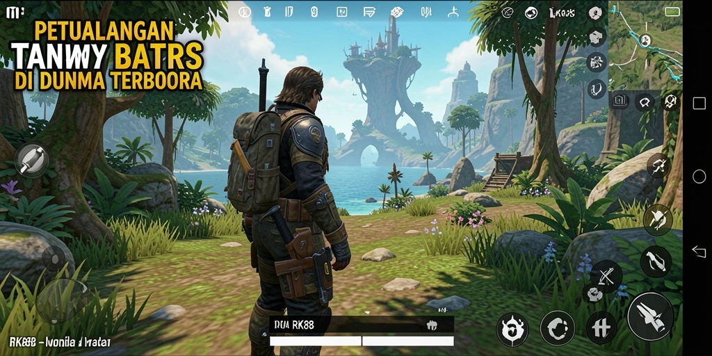 Tangkapan layar gameplay RK88 menampilkan eksplorasi dunia terbuka yang mendalam.