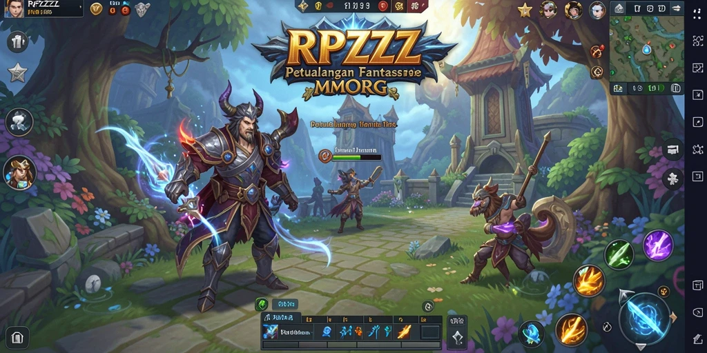 Screenshot utama RPZZZ menampilkan aksi seru dalam pertempuran MMORPG.