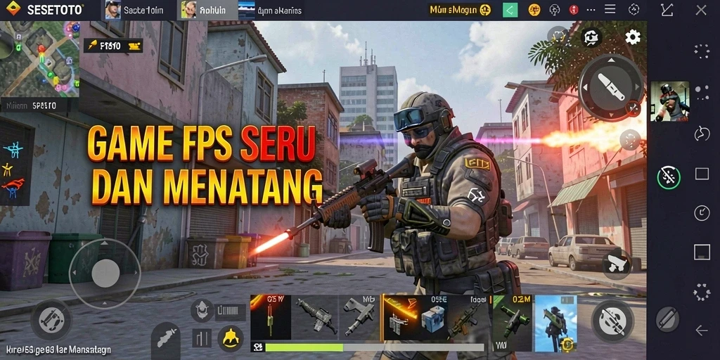Screenshot SESETOTO menampilkan aksi tembak-menembak yang mendebarkan.